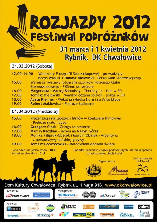 Plakat promocyjny Rozjazdy 2012 Festiwal Podróżników