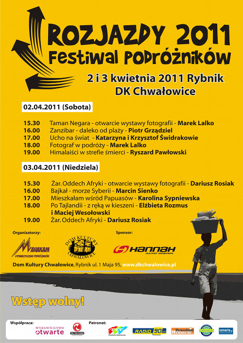 Plakat promocyjny Rozjazdy 2011 Festiwal Podróżników