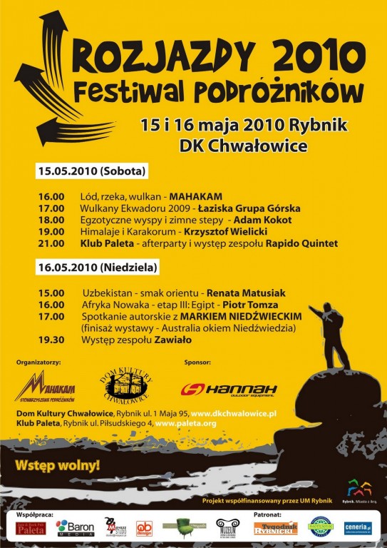 Plakat promocyjny Rozjazdy 2010 Festiwal Podróżników