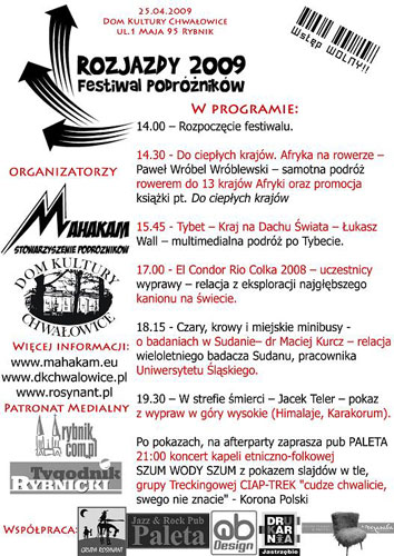 Plakat promocyjny Rozjazdy 2009 Festiwal Podróżników