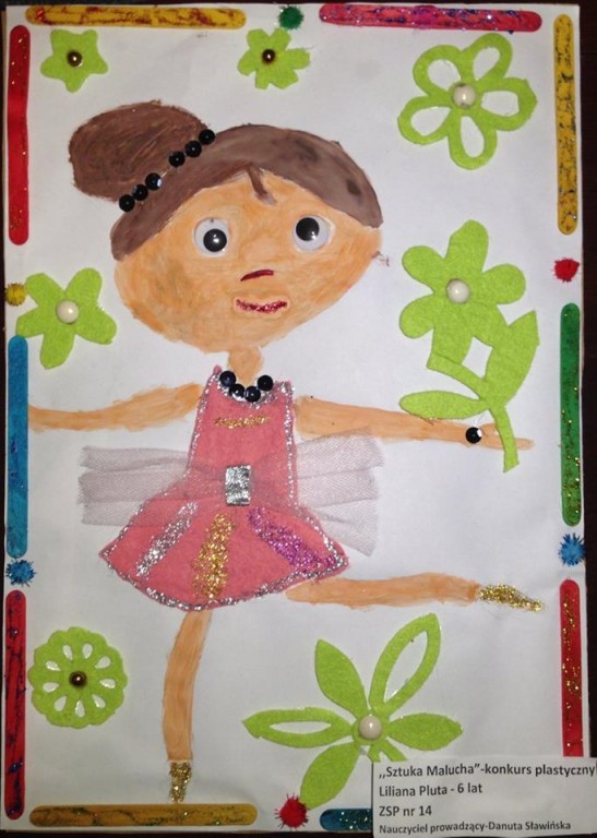 Rysunek przedstawiający dziewczynkę baletnicę