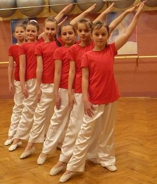 Dziewczynki wykonujące próbę baletową