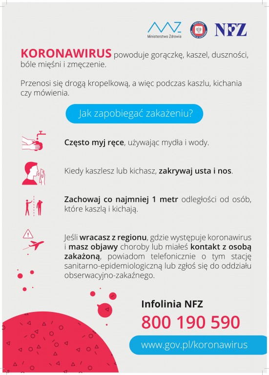 Plakat informacyjny koronawirus