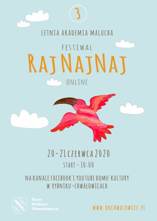 Plakat promocyjne letnia akademia malucha festiwal raj naj naj online