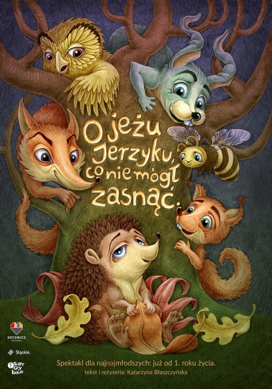 Plakat promocyjny o jeż Jerzyku co nie mógł zasnąć