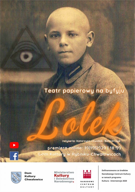 Plakat promocyjny Teatr papierowy na byfyju Lolek