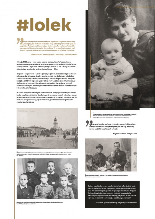 Plakat biografia Jana Pawła II dzieciństwo wczesne