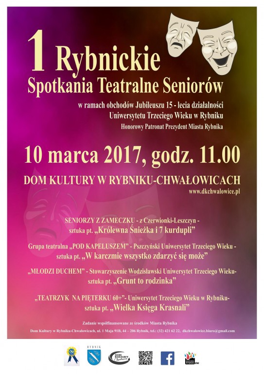 Plakat 1 Rybnickie Spotkania Teatralne Seniorów 2017