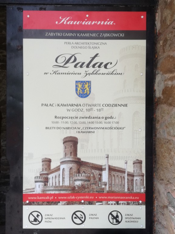 Znak informacyjny 'Kawiarnia Pałac'