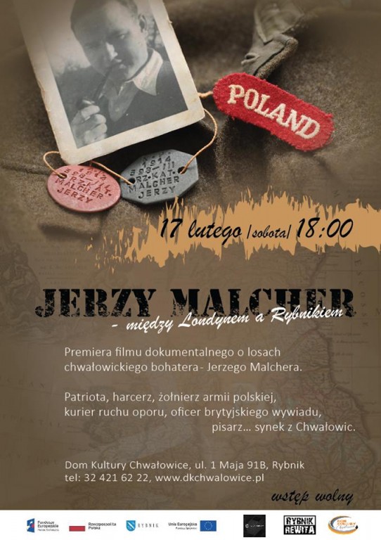 Plakat Jerzy Malcher 'między Londynem a Rybnikiem'