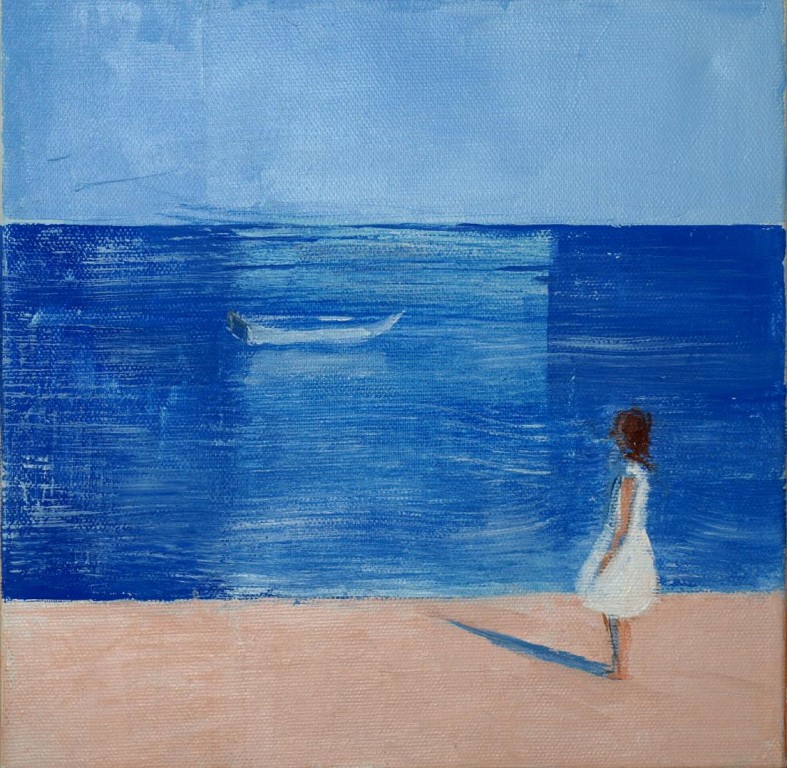 Obraz dziewczynki spoglądającej na morze