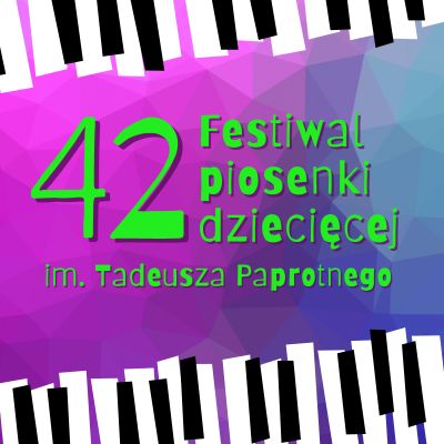 42 Festiwal piosenki dziecięcej im. Tadeusza Paprotnego, klawisze na fioletowo niebieskim tle