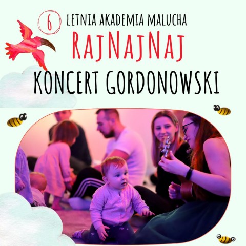 raj najnaj, koncert gordonowski, kobieta gra na gitarze, małe dziecko patrzy na nią z zaciekawieniem