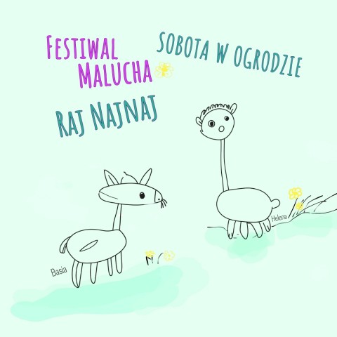 festiwal malucha raj najnaj sobota w ogrodzie, dwie rysunkowe alpaki