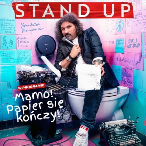 plakat, mariusz kałamaga w programie mamo! Papier się kończy
