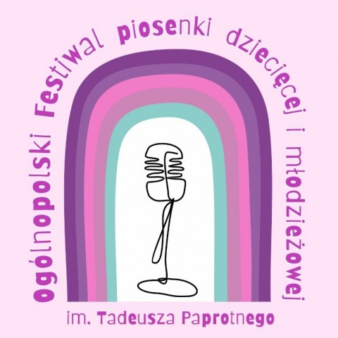 logo festiwalu, tęcza z mikrofonem w środku