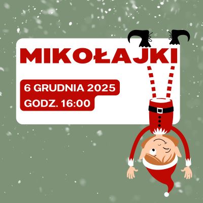 mikołajki 6 grudnia 2025 godz. 16:00 z baneru zwisa do góry nogami elf