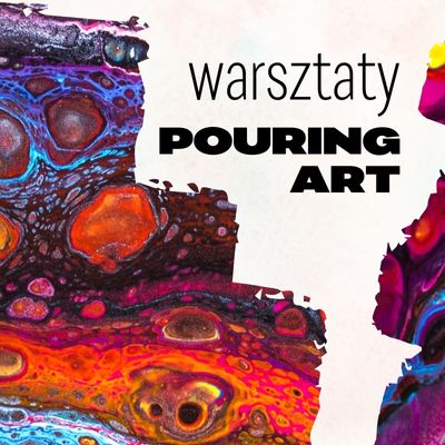 abstrakcyjne kształty rozlane na białym tle. Warsztaty pouring art