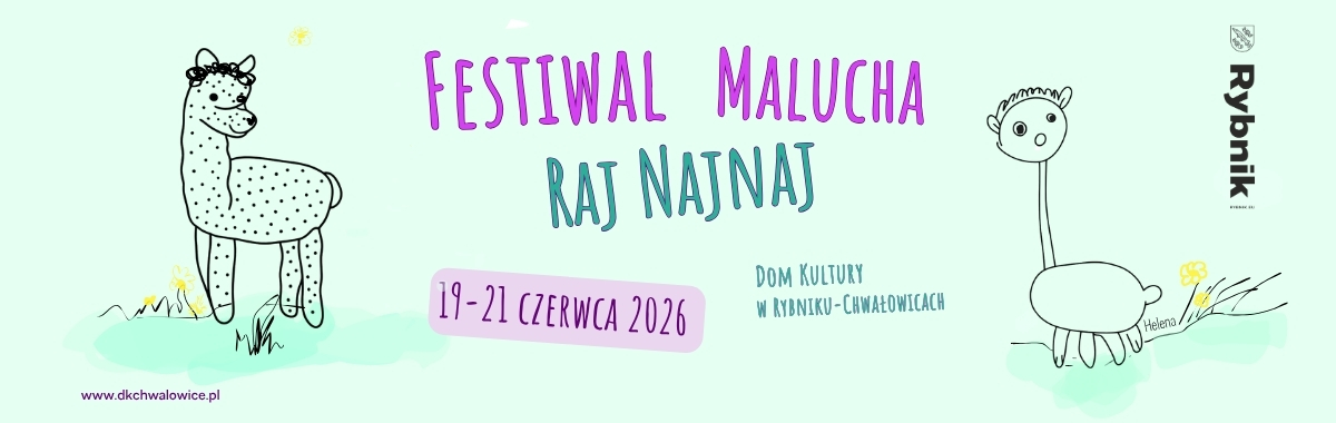 na miętowym tle, dwie rysunkowe alpaki, festiwal maluch raj najnaj 19-21 czerwca 2026