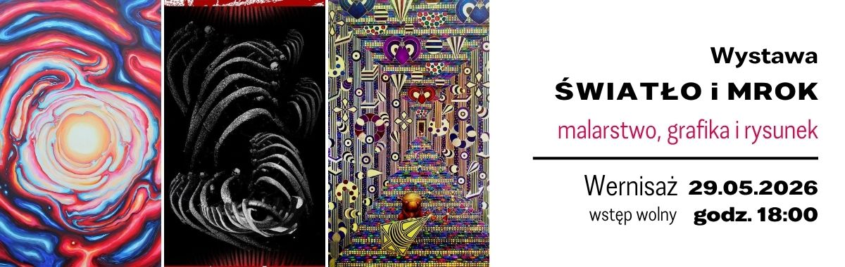 Baner  przedstawia po lewej stronie  fragmenty prac  a po prawej opis wydarzenia.