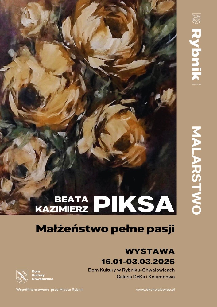 plakat reklamujący wystawę, fragment obrazu przedstawiającego kwiaty