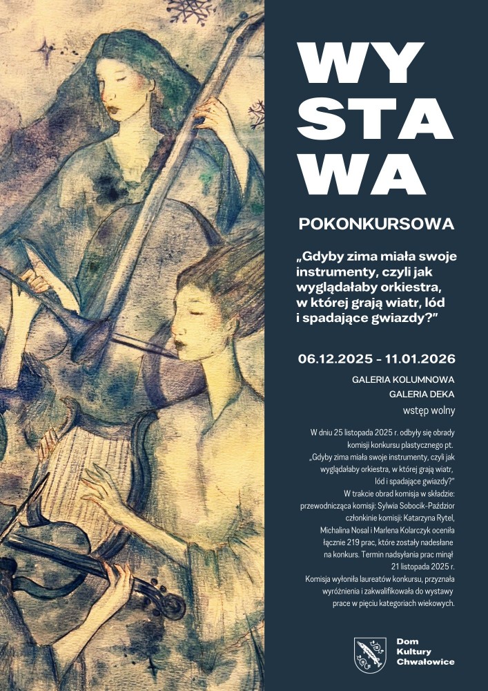 plakat wystawy pokonkursowej, po lewej fragment pracy